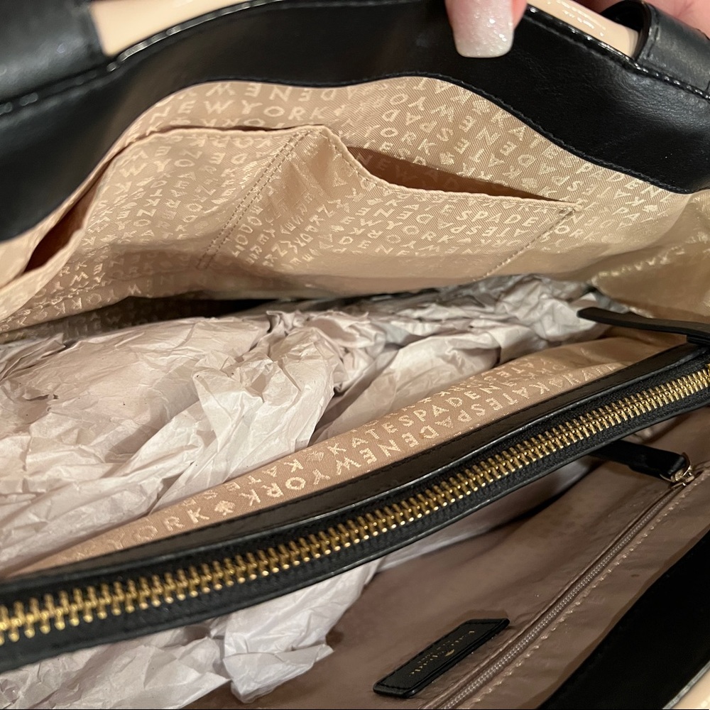 Kate Spade Pink Black Patent Leather Satchel Handbag - Picture 10 of 16